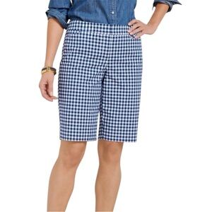 Izod Golf Blue & White Gingham Checkered Bermuda Length Shorts Size 8